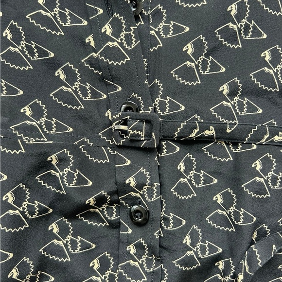 A.P.C. Black 100% Silk Patterned Jumpsuit Size Small Belted - Picture 2 of 9